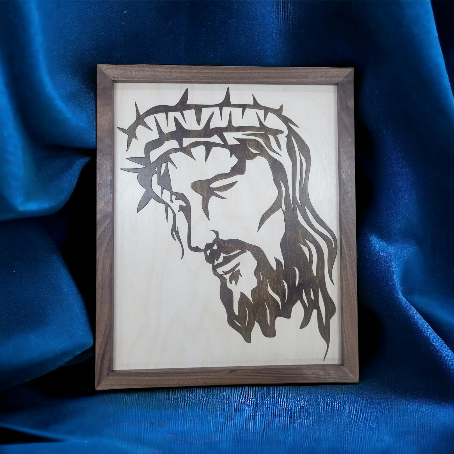 Christian, Crown of Thorns Inlay w/Black Walnut Frame